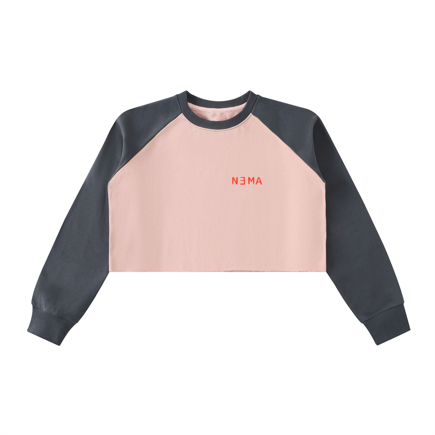 NEMA-Block Raglan Crop Sweatshirt (Pink)