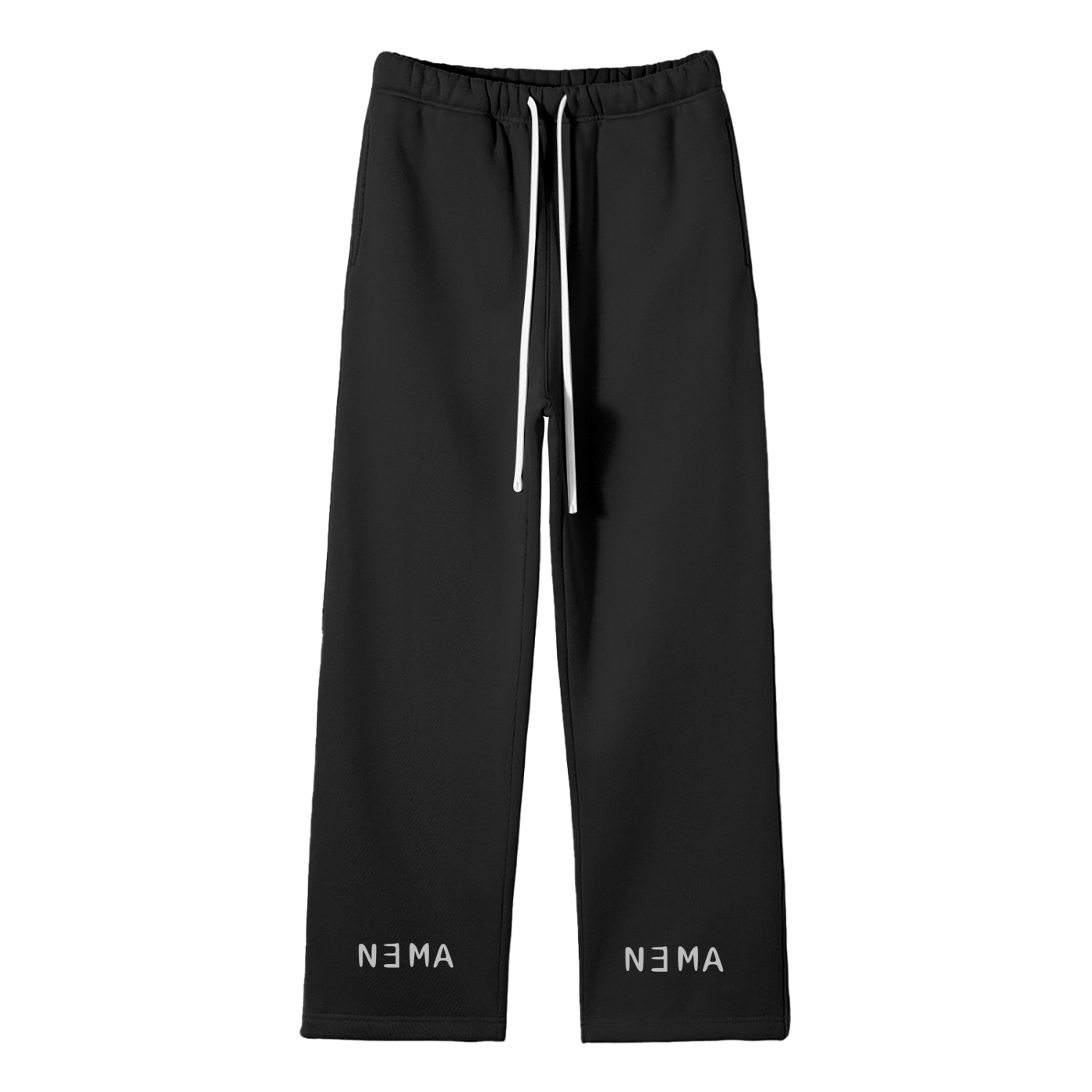 NEMA Solid Color Fleece Straight Leg Pants (Black)