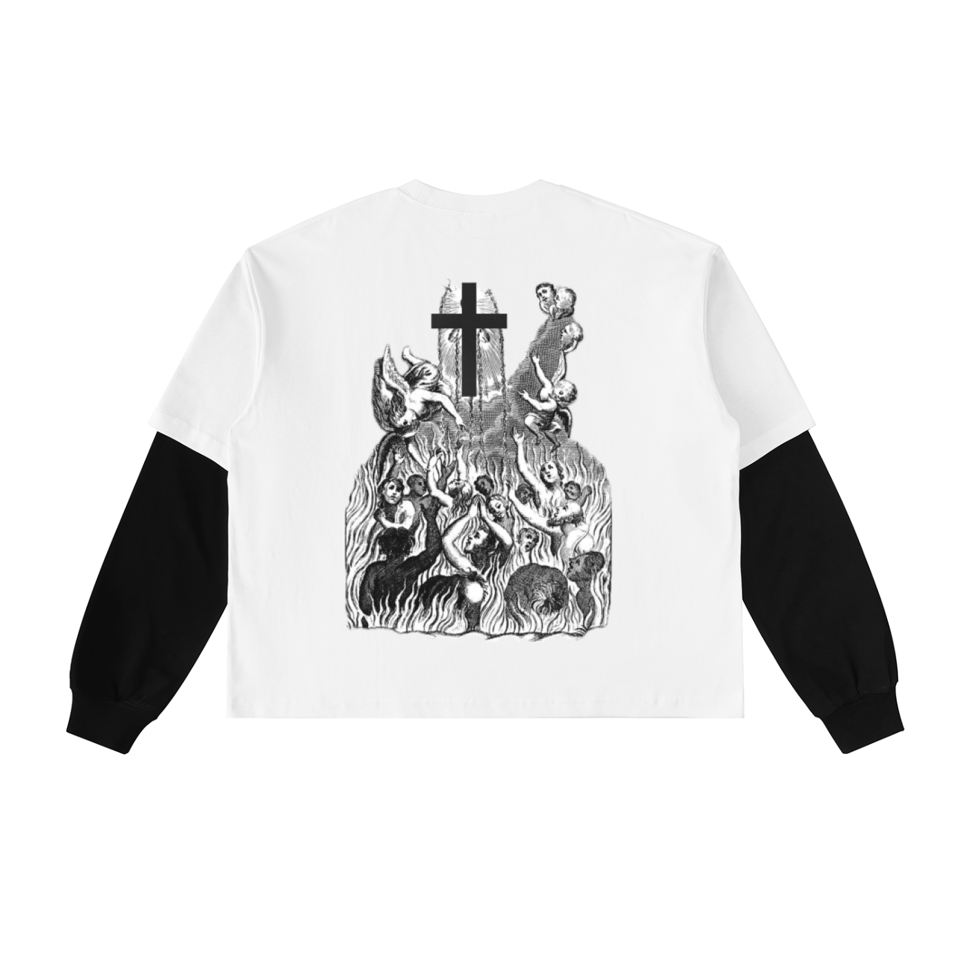 Layered  NEMA Contrast  T-Shirt (WHT/BLK)