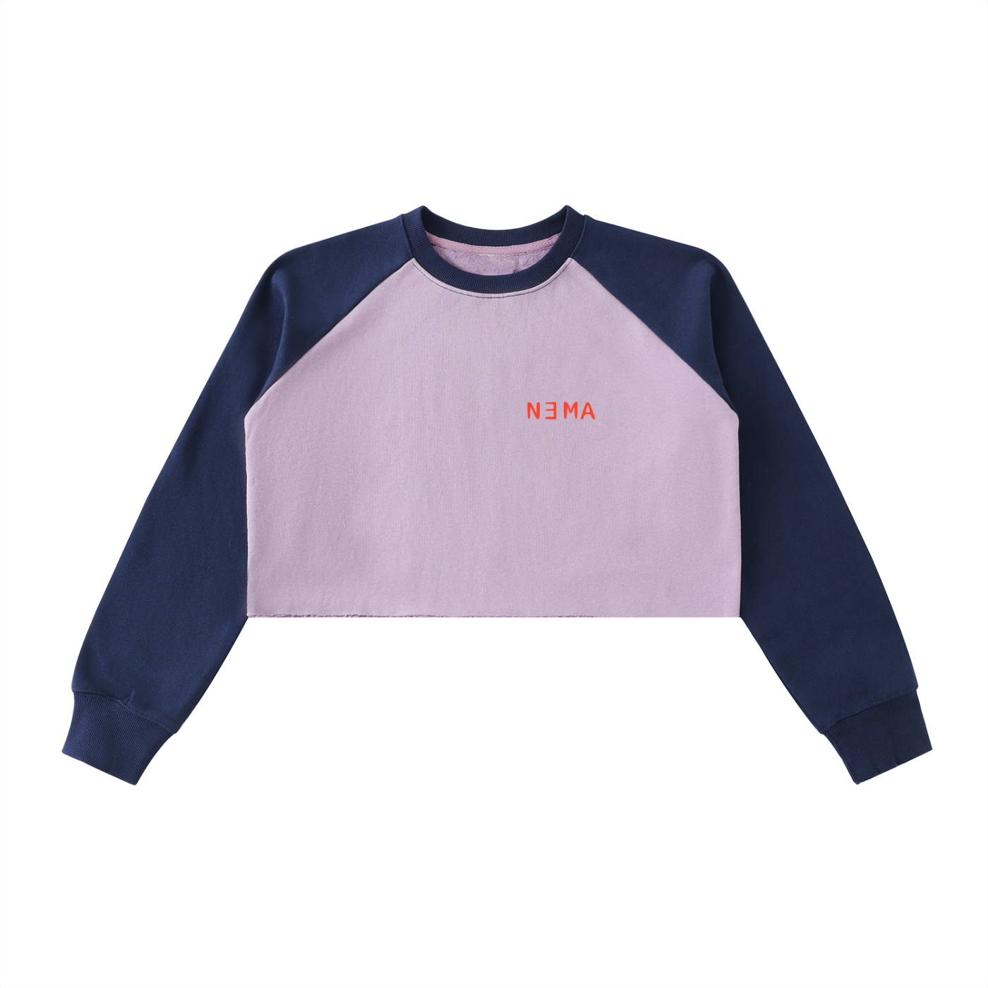 NEMA-Block Raglan Crop Sweatshirt (Purple)