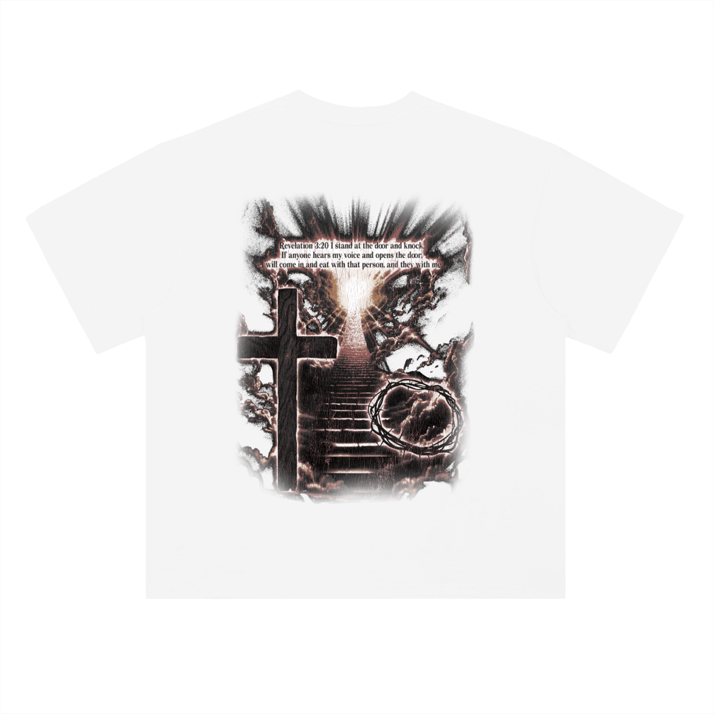 Heavyweight Drop Shoulder Cross T-Shirt (White)