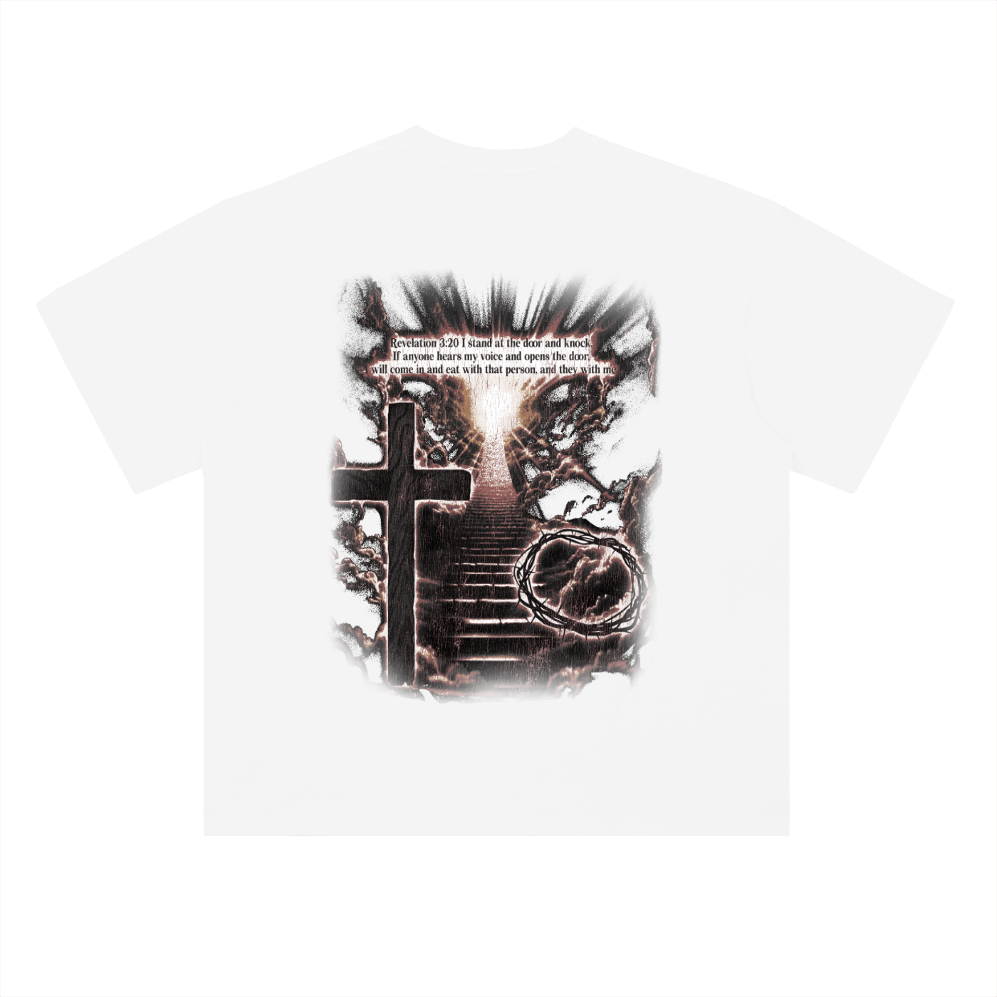 Heavyweight Drop Shoulder Cross T-Shirt (White)