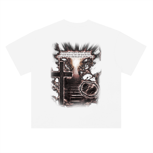 Heavyweight Drop Shoulder Cross T-Shirt (White)