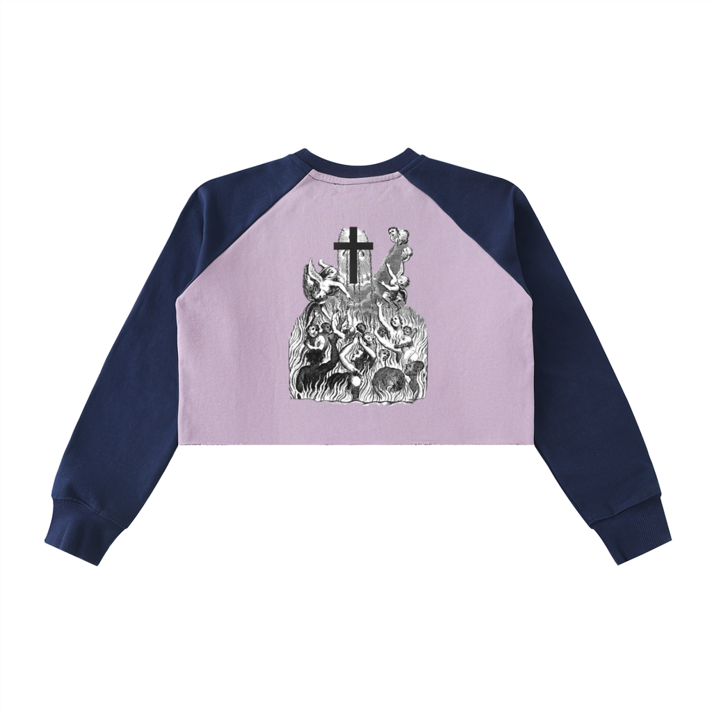 NEMA-Block Raglan Crop Sweatshirt (Purple)
