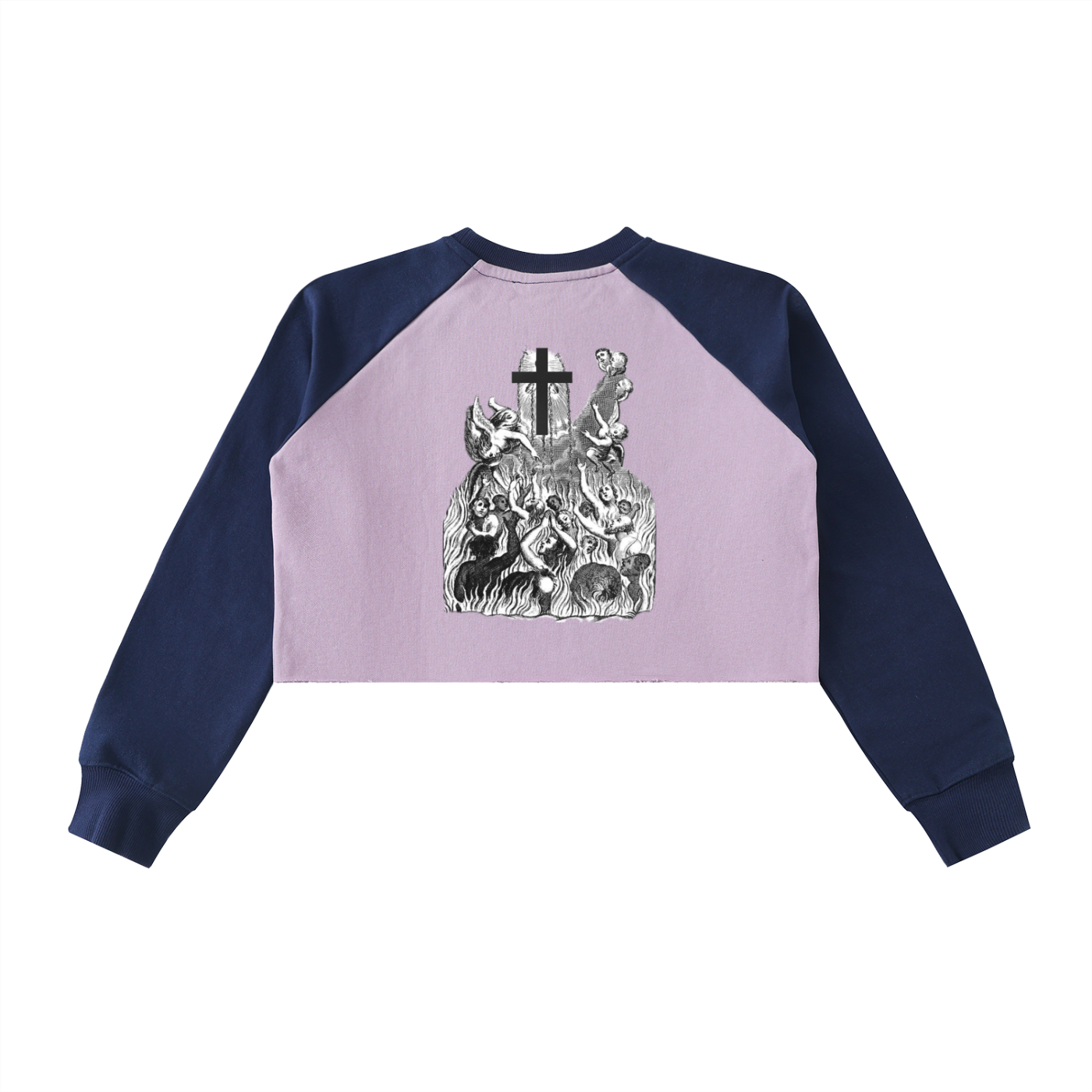 NEMA-Block Raglan Crop Sweatshirt (Purple)