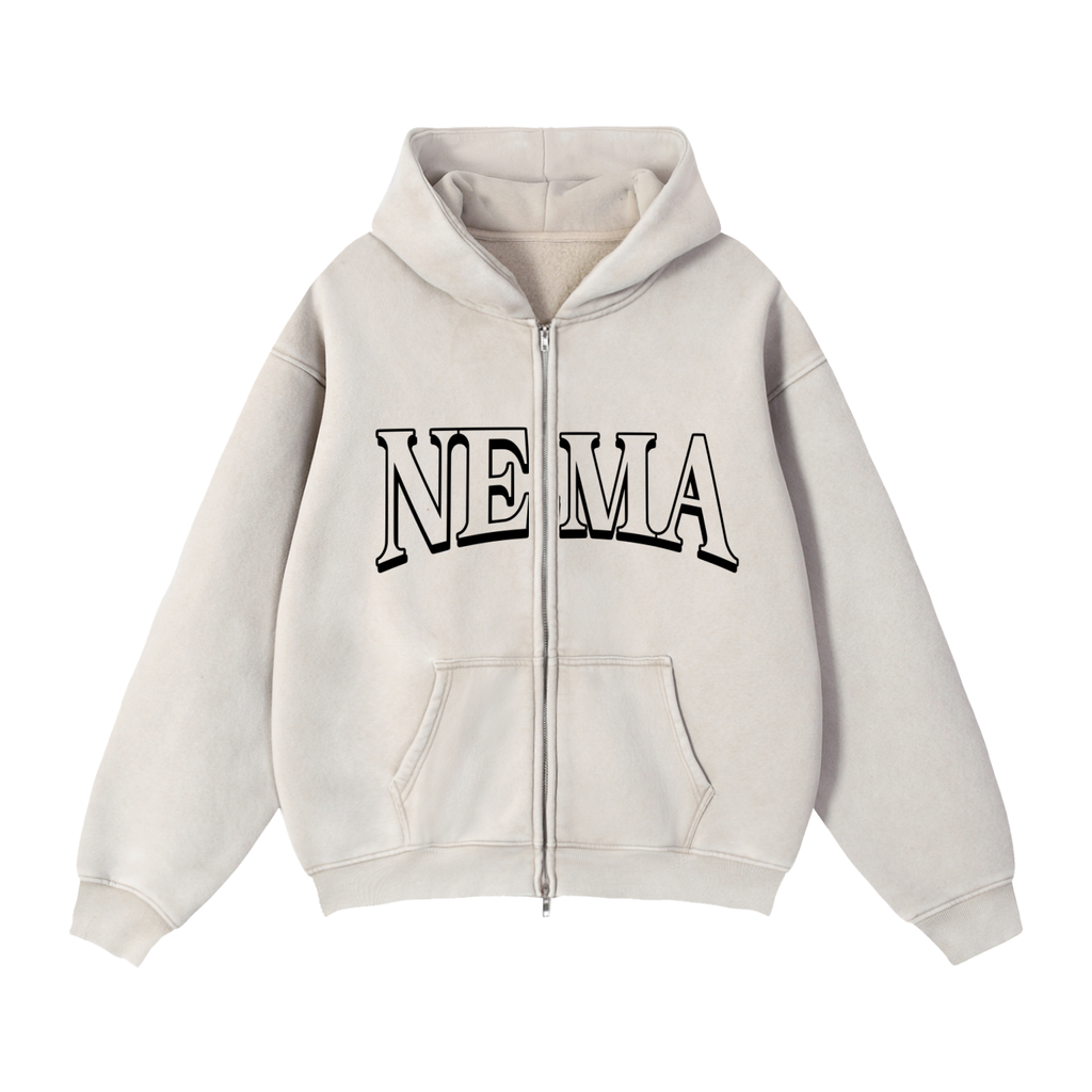 Zip-Through Boxy Fleece Hoodie